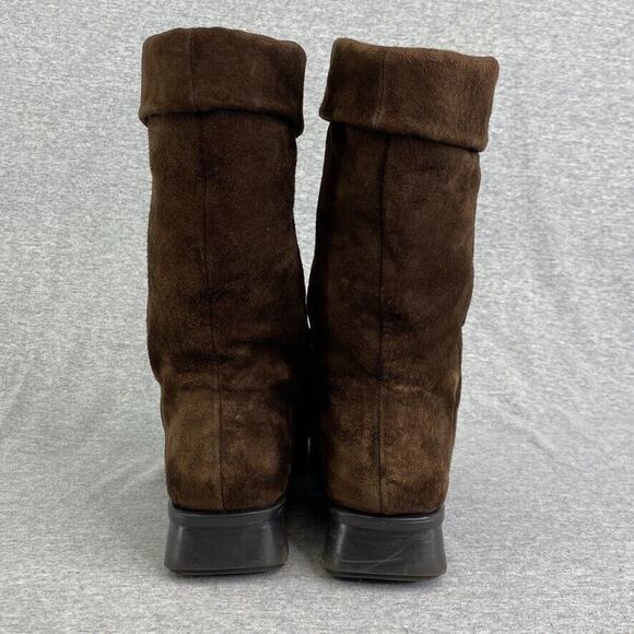 Markon Boots Womens 9M Brown Suede Leather Simon Fold Down Mid Calf Slouch - Picture 7 of 10